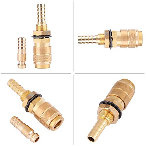 Water Cooled & Gas Adapter Quick Brass Hose Connector Fitting for MIG TIG Welder Torch (Brass)