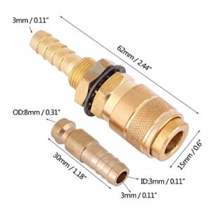 Water Cooled & Gas Adapter Quick Brass Hose Connector Fitting for MIG TIG Welder Torch (Brass)