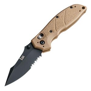 hogue 54153 hk exemplar 3.25" pivot lock folder clip point partially serrated black finish g10 scales - flat dark earth