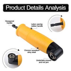 HOHXEN Right Angle Drill, 90 Degree Right Angle Driver Angle Extension Power Screwdriver Drill Attachment 1/4inch Hex Bit Socket Screwdriver Holder Adapter