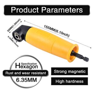 HOHXEN Right Angle Drill, 90 Degree Right Angle Driver Angle Extension Power Screwdriver Drill Attachment 1/4inch Hex Bit Socket Screwdriver Holder Adapter