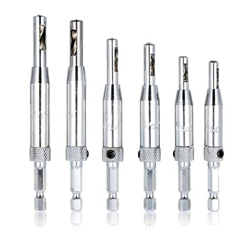 6pcs Hinge Drill Bit,Self Centering Hinge Cabinet Door Wood Drill Bit Set 5/64 7/64 9/64 11/64 13/64 1/4