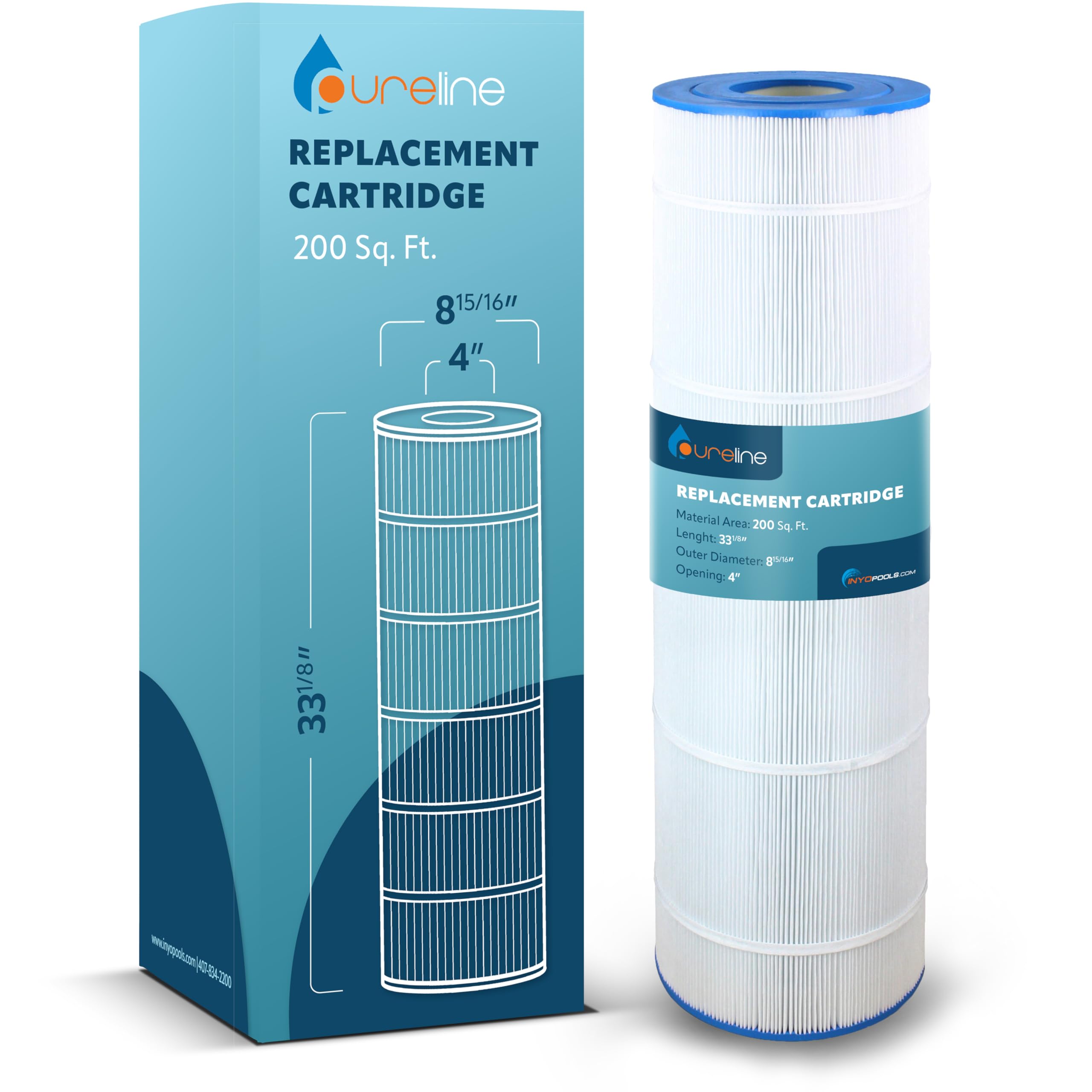 Pureline Pool Replacement Cartridge Filter, 200 Sq Ft, PL0127, Compatible with Jandy CS200