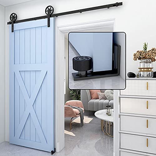 CCJH Sliding Barn Door Floor Guide Adjustable Wall Mount Flush Bottom Door Guides 1Pack Black