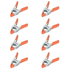 houseables spring clamp, a clamps, hand squeeze clips, 6 inch, metal, 8 pack, orange, heavy duty, large, strong, quick grip, strong hardware claps for woodworking, wood, pony, photography, furniture