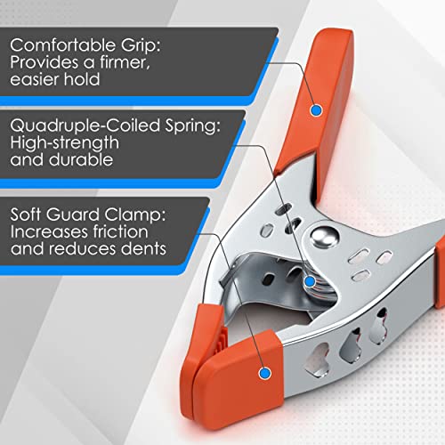Houseables Spring Clamp, A Clamps, Hand Squeeze Clips, 6 Inch, Metal, 8 Pack, Orange, Heavy Duty, Large, Strong, Quick Grip, Strong Hardware Claps for Woodworking, Wood, Pony, Photography, Furniture