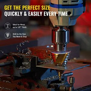 ZELCAN Large HSS Spiral Groove Step Drill Bit, 12 Sizes Titanium High Speed Steel 1/4" to 2-3/8" Drill Bit for Sheet Aluminium Metal Wood Hole Drilling, Big Multiple Hole Stepped Up Bit for DIY Lovers