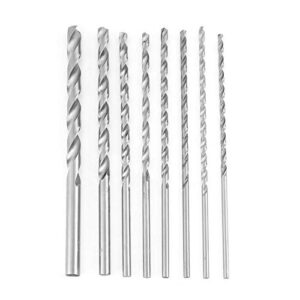 8PCS 200mm Straight Shank Twist Drill Set Lengthened High Speed Steel Twist Drill Set Tool 4-10mm, Used for Wood Plastic and Aluminum