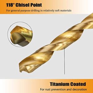 Hymnorq 3 to 10mm Metric Titanium Coated HSS Twist Drill Bit Set of 8pcs to Drill Wood Plastic and Soft Metal for Household, DIY Work, Etc.