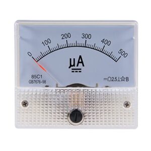 uxcell analog current panel meter dc 0-500ua 85c1 ammeter for circuit testing charging battery ampere tester gauge pack of 1