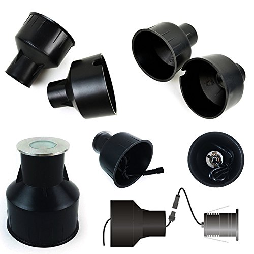 CNBRIGHTER Embedded Parts, Plastic Horn Shape,Black Built-in Fitting,Waterproof Outdoor/Indoor Preembedded Inserts,for LED InGround/Step Stair/Underwater Swimming Pool Lights,4 Pack (L-Φ142)