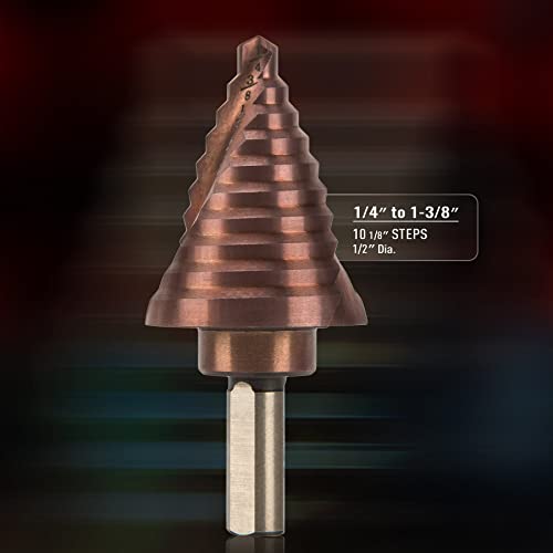 ZELCAN Cobalt Added M35 Step Drill Bit, Spiral Step Drill Bit, Unibit Drill Bit for Cutting Drilling Holes On Stainless Steel, Steel, Metal Sheet, Multiple Hole Stepped Up Bit for Professionals