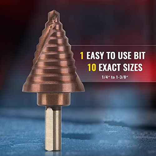 ZELCAN Cobalt Added M35 Step Drill Bit, Spiral Step Drill Bit, Unibit Drill Bit for Cutting Drilling Holes On Stainless Steel, Steel, Metal Sheet, Multiple Hole Stepped Up Bit for Professionals