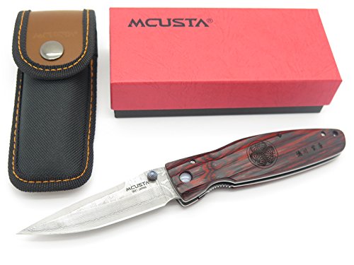 Mcusta Seki Japan Leyasu MC-183D Red Shogun VG-10 Damascus Folding Hunter Knife