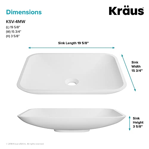 Kraus KSV-4MW Natura Bathroom Sink, Rectangular 19.6 x 15.7 inch