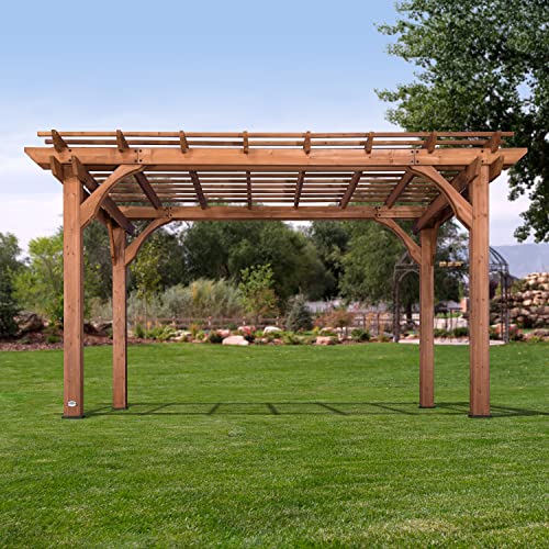 Backyard Discovery 14x10 ft All Cedar Wood Pergola, Durable, Quality Supported Structure, Snow and Wind Supported, Rot Resistant, Backyard, Deck, Garden, Patio, Outdoor Entertaining