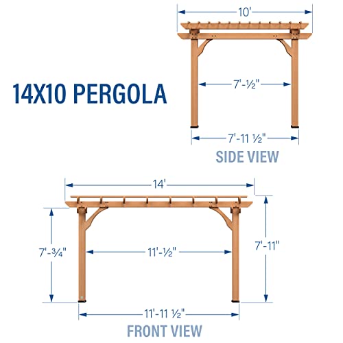 Backyard Discovery 14x10 ft All Cedar Wood Pergola, Durable, Quality Supported Structure, Snow and Wind Supported, Rot Resistant, Backyard, Deck, Garden, Patio, Outdoor Entertaining