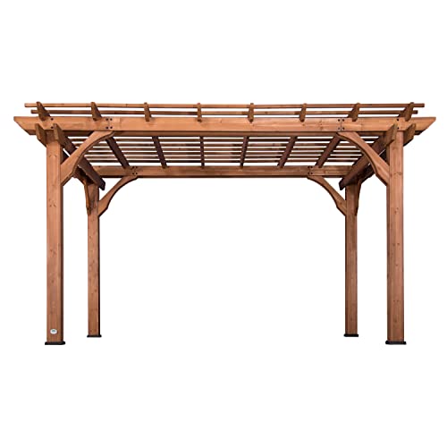 Backyard Discovery 14x10 ft All Cedar Wood Pergola, Durable, Quality Supported Structure, Snow and Wind Supported, Rot Resistant, Backyard, Deck, Garden, Patio, Outdoor Entertaining
