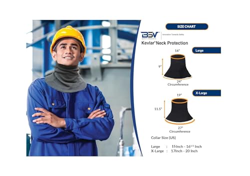 BSV Welding Neck Protection - Cut, Scratch & Heat Resistant Neck Protector/Gaiter, 100% made with DuPont™ Kevlar® - Protection for Men & Women (Large, Black)