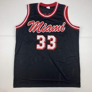 Autographed/Signed Alonzo Mourning Miami Black Basketball Jersey JSA COA