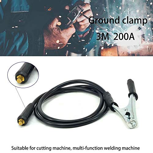 TOSENBA Welding Ground Clamp Earth and Cable Grounding Clip Fit Plasma Cutter Machine and Tig / Stick / MMA / MIG Welding Machine 10Feet 16mm² Connector DKJ10-25 Copper Grip Clip Clamp (3m，10feet)