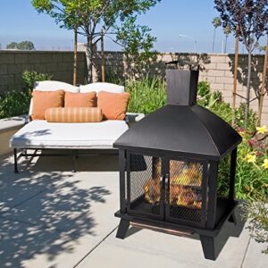 GHP Group OFW577HC Stratford House Wood Burning Fire Pit