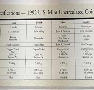 1992 P D US Mint set 10 Pieces comes in US mint Packaging Brilliant Uncirculated