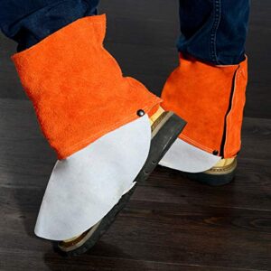 QeeLink Leather Welding Spats - Heat and Abrasion Resistant Welding Boot Covers - Shoes Protectors - Welding Gaiters, 1 Pair