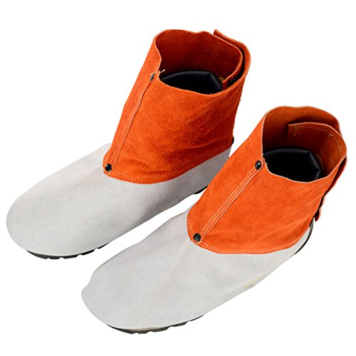 QeeLink Leather Welding Spats - Heat and Abrasion Resistant Welding Boot Covers - Shoes Protectors - Welding Gaiters, 1 Pair