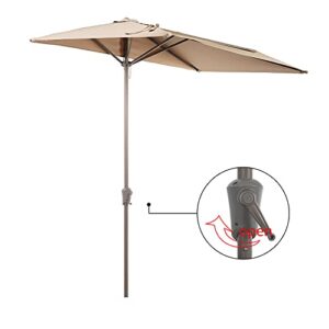 COBANA 7.5’by 4’Half Rectangular Outdoor Patio Umbrella for Patio, Balcony, Garden, Deck, Beige