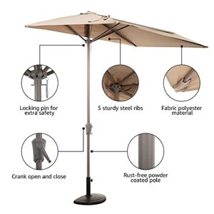 COBANA 7.5’by 4’Half Rectangular Outdoor Patio Umbrella for Patio, Balcony, Garden, Deck, Beige