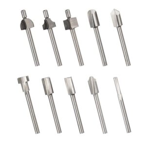 bestgle 10pcs titanium router bits 1/8" shank carbide engraving milling cutter bit set for rotary tools for diy woodworking, carving, trimming, drilling
