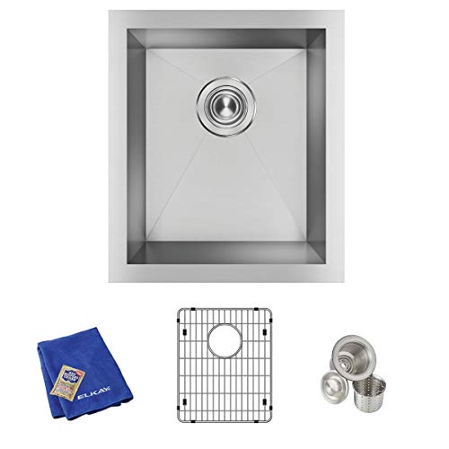 Elkay Crosstown 16 Gauge Stainless Steel 16" x 18-1/2" x 10", Single Bowl Undermount Sink Kit , Polished Satin - EFU131610TC