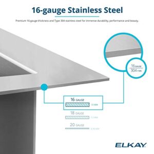 Elkay Crosstown 16 Gauge Stainless Steel 16" x 18-1/2" x 10", Single Bowl Undermount Sink Kit , Polished Satin - EFU131610TC