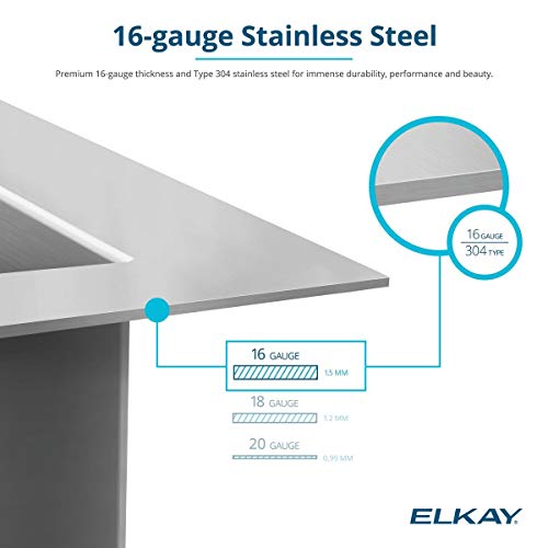 Elkay Crosstown 16 Gauge Stainless Steel 16" x 18-1/2" x 10", Single Bowl Undermount Sink Kit , Polished Satin - EFU131610TC