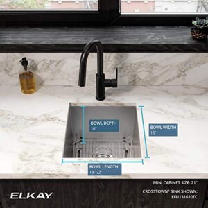 Elkay Crosstown 16 Gauge Stainless Steel 16" x 18-1/2" x 10", Single Bowl Undermount Sink Kit , Polished Satin - EFU131610TC