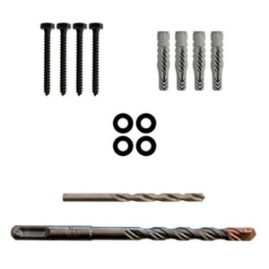 lag bolt kit for mounting a tv into wood or concrete - includes heavy duty bolts, fischer concrete anchors and 2 drill bits
