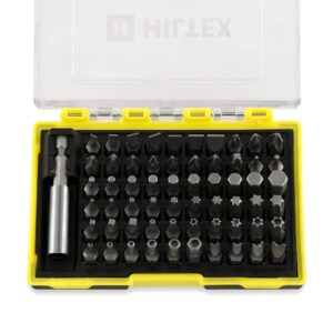 hiltex 10060 security bit set with magnetic extension adapter, 61 piece | 1/4-inch hex shank | cr-v steel