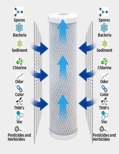 CFS Compatible with WFPFC8002, WFPFC9001, FXWTC, SCWH-5, WHEF-WHWC, WHCF-WHWC, CTO10, T01, C1 Carbon Filter Cartridge, 9-3/4" x 2-1/2", 5 Micron (Pack of 2)