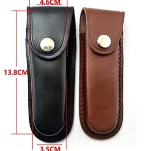 Aibote Folding Blade Knife Sheath Hunting Holster Carrying Leather Holder Sheaths Scabbard Pouch Bag for Swiss Army Knife Tactical Foldable Knives (Brown)