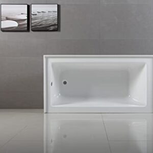 Kingston Brass Aqua Eden VTAP603622L 60-Inch Acrylic Alcove Tub with Left Hand Drain, White