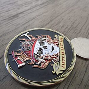 Firefighter Fireman First Responder First in Last Out 911 Skull Challenge Coin