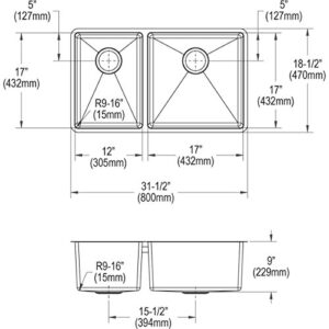 Elkay ECTRU32179LTC Crosstown Sink, 32", 0