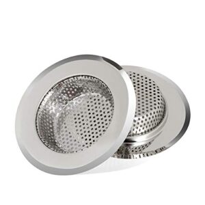 larnaca 2pcs kitchen sink drain strainer, premium stainless steel, large wide rim 4.33" diameter, simplest of drain and strainers