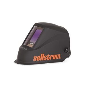 sellstrom lightweight,ergonomic design,nylon,extra large blue lens technology,all-day comfort,excellent optical clarity,premium welding helmet with adf technology,black/orange,7'wx 13'h x 5'l,s26400