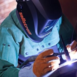 Sellstrom Lightweight,Ergonomic Design,Nylon,Extra Large Blue Lens Technology,All-Day Comfort,Excellent Optical Clarity,Premium Welding Helmet with ADF Technology,Black/Orange,7'Wx 13'H x 5'L,S26400