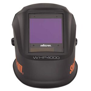 Sellstrom Lightweight,Ergonomic Design,Nylon,Extra Large Blue Lens Technology,All-Day Comfort,Excellent Optical Clarity,Premium Welding Helmet with ADF Technology,Black/Orange,7'Wx 13'H x 5'L,S26400