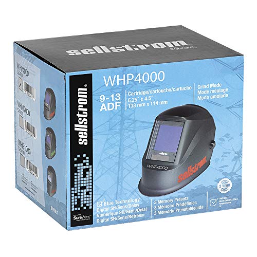 Sellstrom Lightweight,Ergonomic Design,Nylon,Extra Large Blue Lens Technology,All-Day Comfort,Excellent Optical Clarity,Premium Welding Helmet with ADF Technology,Black/Orange,7'Wx 13'H x 5'L,S26400