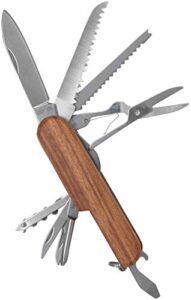 tough stainless steel multi-function tool 11-in-1 pocket knife with wooden handle