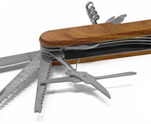 Tough Stainless Steel Multi-function Tool 11-in-1 Pocket Knife With Wooden Handle